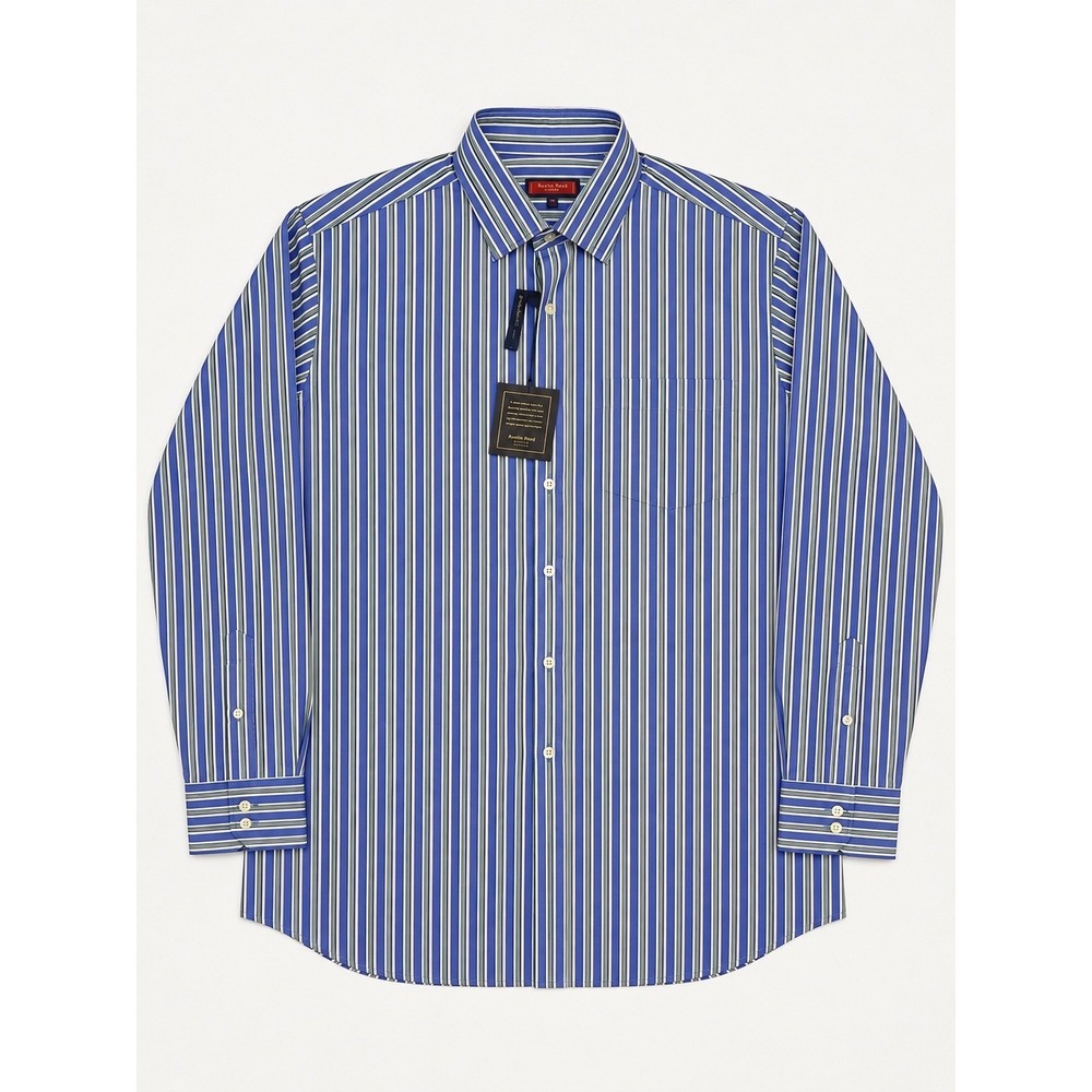 Austin Reed London Mens XXL English Fit Striped Button Down Shirt Blue Green NWT